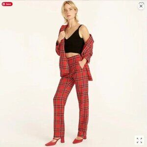 J.Crew Full-Length Straight Leg Wool Pants in Good Tidings Plaid Size 4 NWT